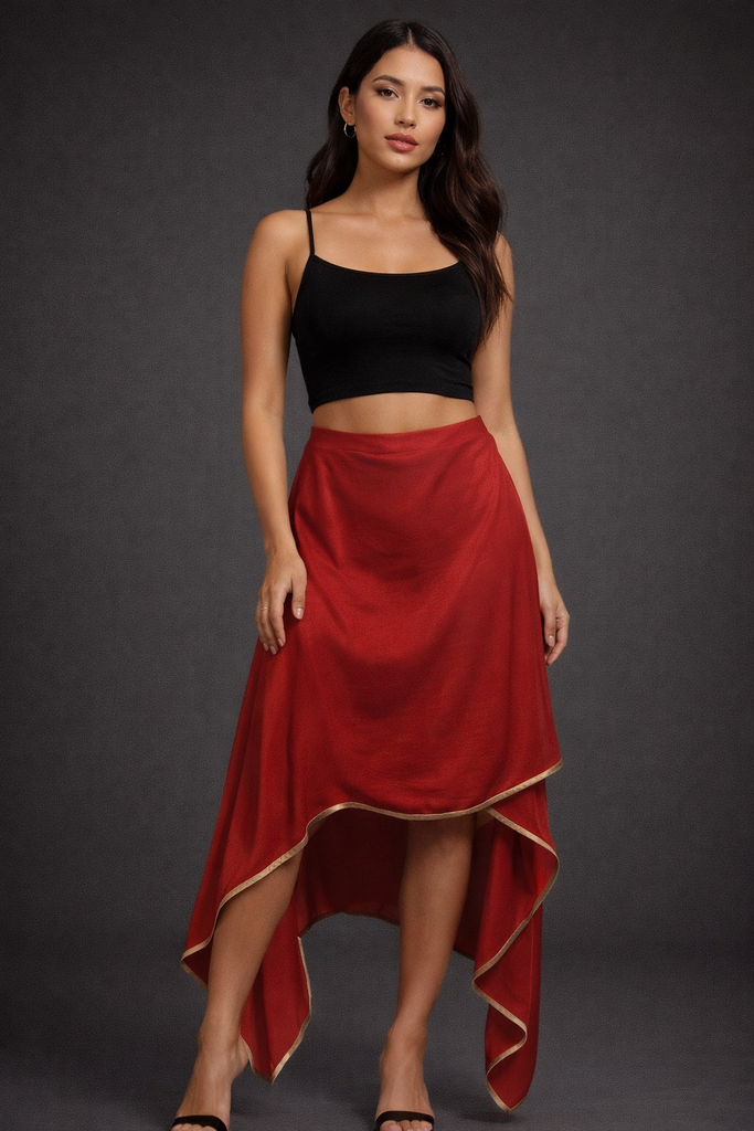 JJ Valaia Red and Gold Pointed Skirt