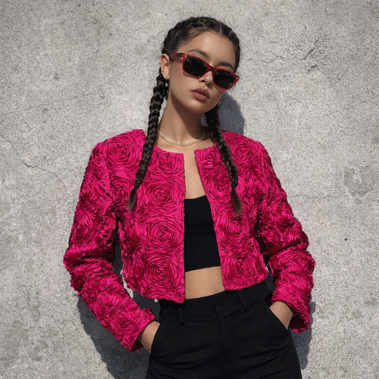 Priestley Garments Cropped Rosette  Jackets