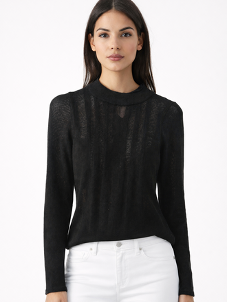 Stripe Mock Turtle Neck