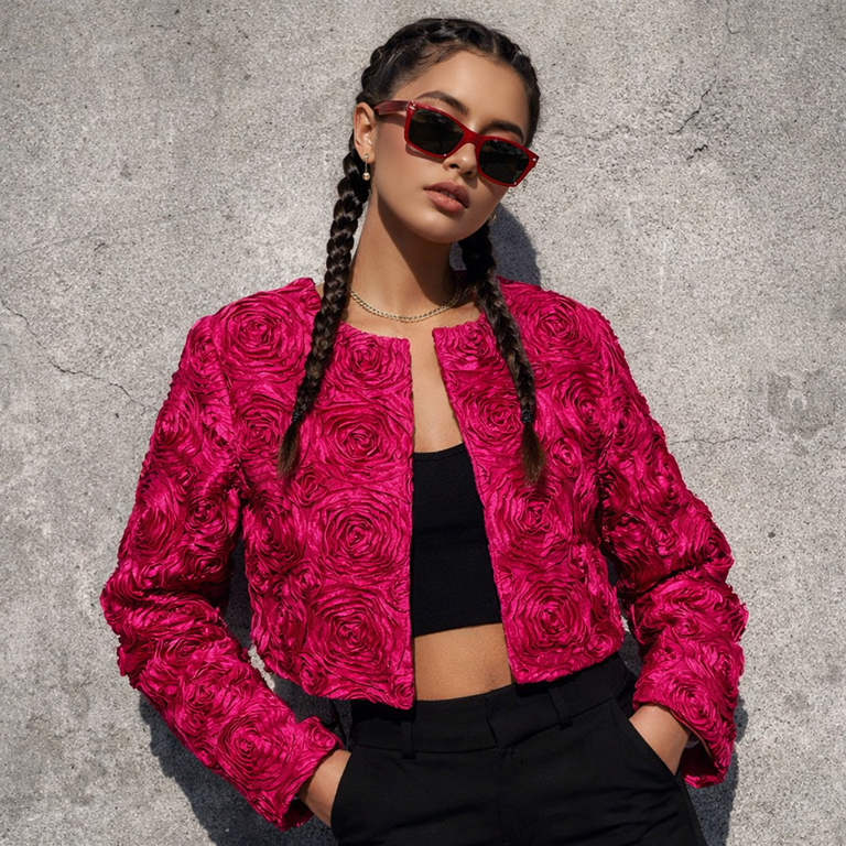 Priestley Garments Cropped Rosette  Jackets