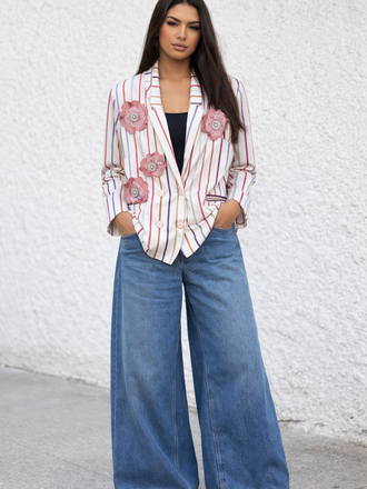 Aventures des Toiles Double Breasted Striped Jacket