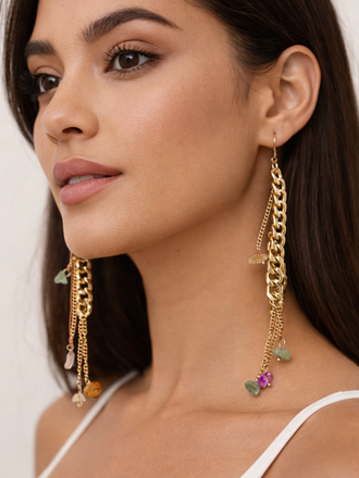 Giulia Blasi G062 Gld Chain Stone Earrings