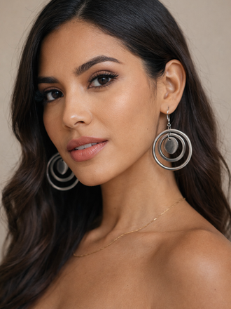 VESTOPAZZO Aluminum 3 Consentric Round Earrings