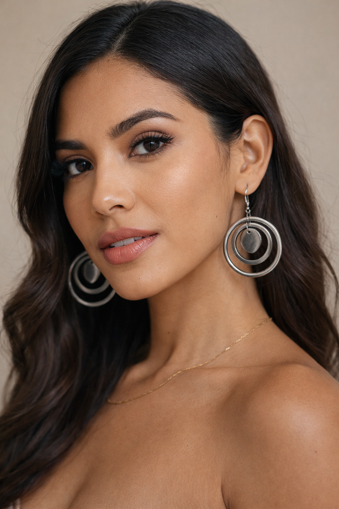 VESTOPAZZO Aluminum 3 Consentric Round Earrings