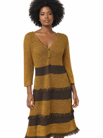 Mary Gold and Brown Knit Dress L