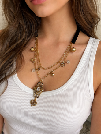 Giulia Blasi Velvet Gold Charms Necklace