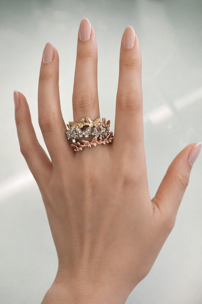 Giulia Blasi Three Rings Gld/Syl/Rose
