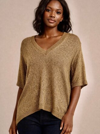 Gold Short Sleeve Sweater O/S