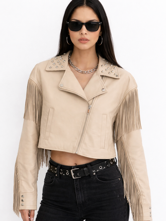 Vegan Leather Fringe Jacket L/XL