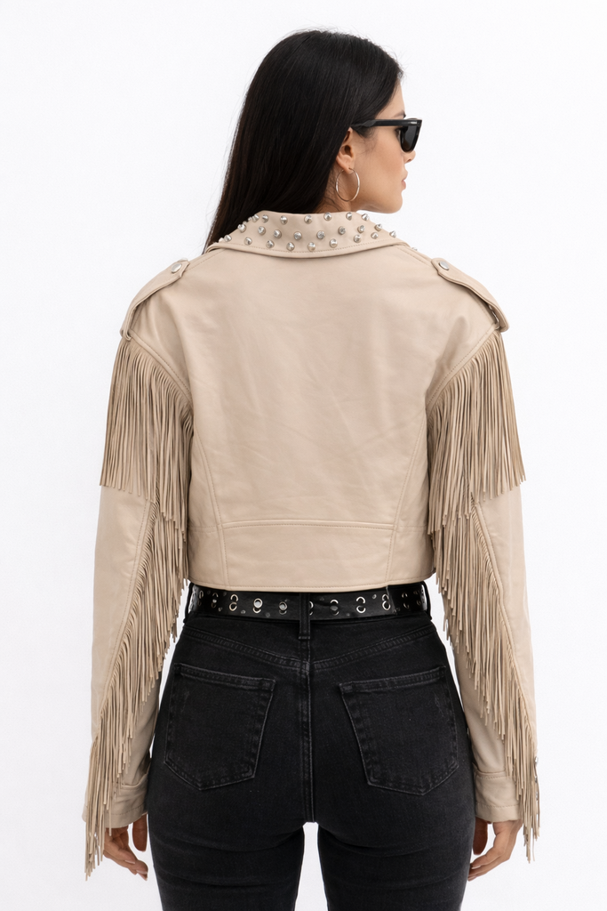 Giulia Blasi Vegan Leather Fringe Jacket L/XL