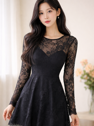 Lace Flare Dress M