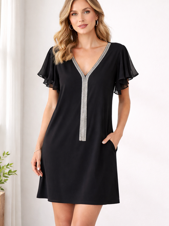 Jersey Rhinestone Dress M