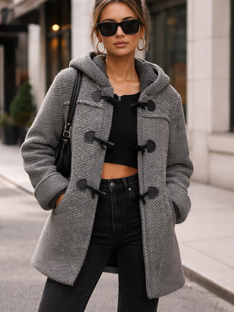 Wool Hoodie Jacket Gray L