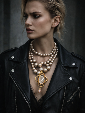 Giulia Blasi Vintage Synthetic  Pearl w/Crystal Cameo 004