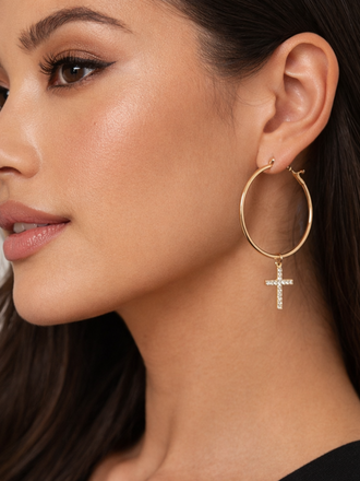 Giulia Blasi Gold Hoops w/Cross