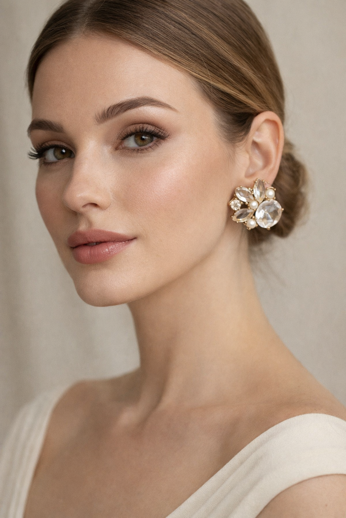 C|Dobbs Vintage Rhinestone Pearl Earrings