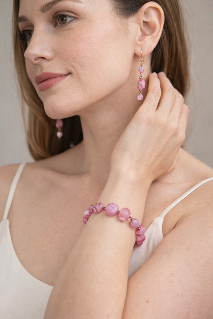 Giulia Blasi 037 Pnk Vintage Braclet /Eearring Set