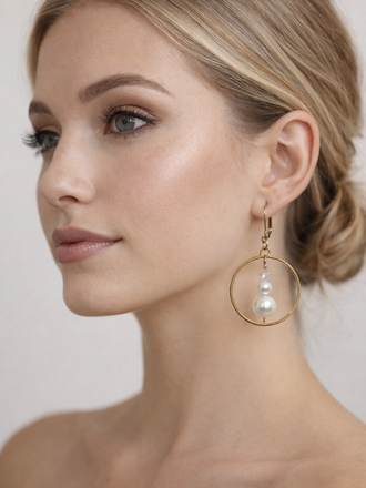 Giulia Blasi Pearl/Gold Circle Earidngs