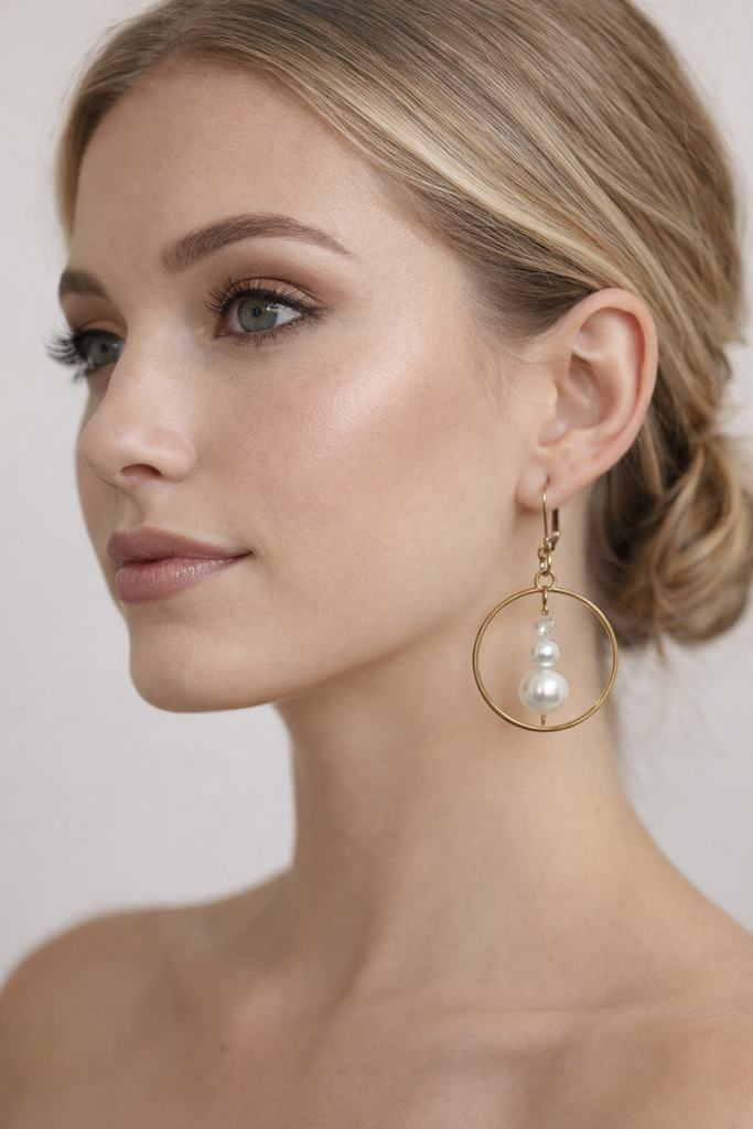 Giulia Blasi Pearl/Gold Circle Earidngs