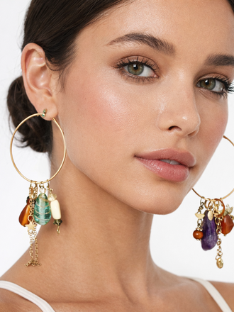 Giulia Blasi Gold Hoop  Earrings w/Charms