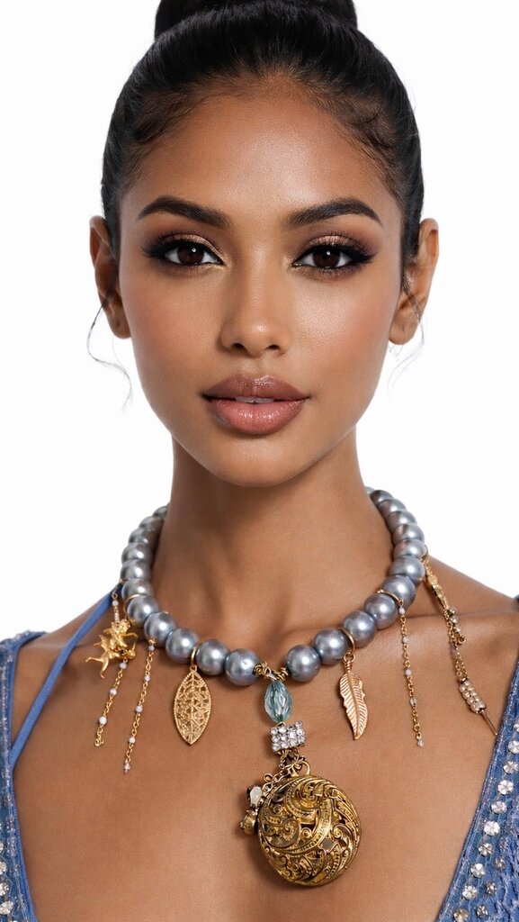 Giulia Blasi Blue Synthetic Peal Necklace G006