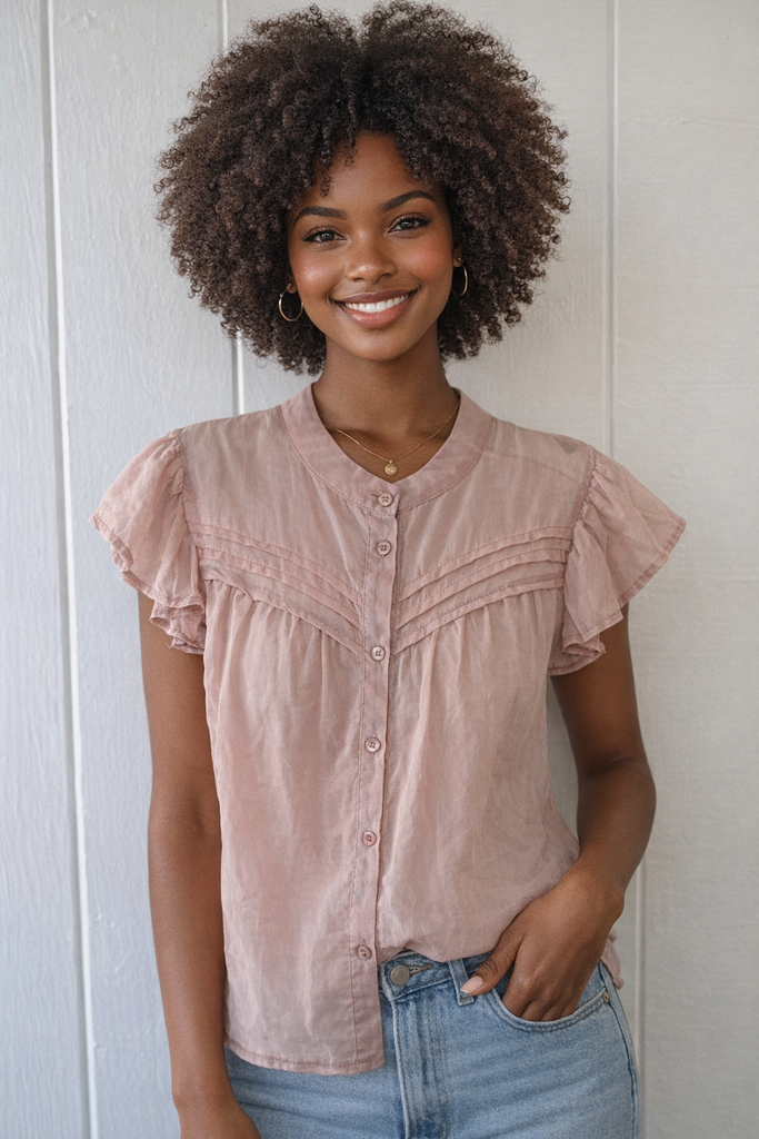 Cotton Frill Top Pink S/M