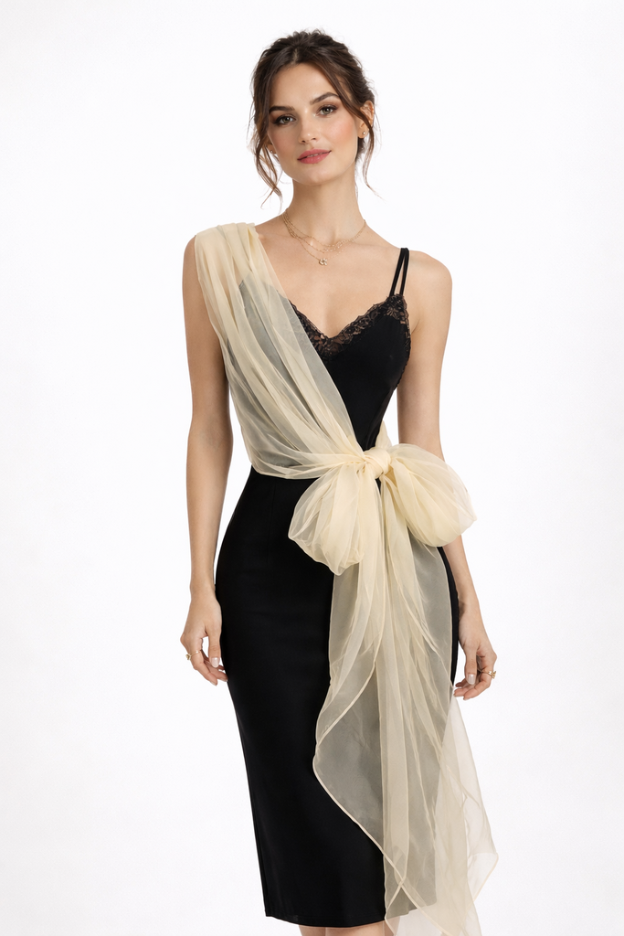 Roger Canamar Made To Order Silk Organza Side Wrap