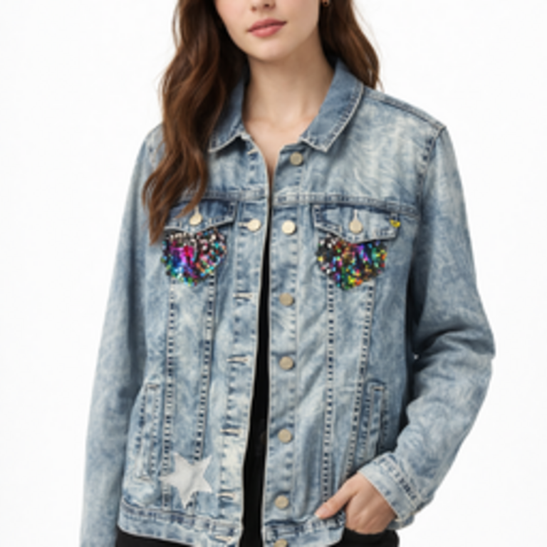 Giulia Blasi Denim Sequence Jacket  Blue M/L