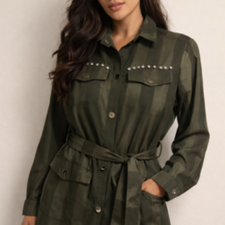 Nu Embellished Striped Jacket Dress