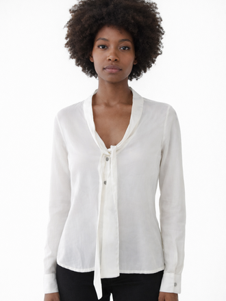 Tencel Off White Tie Shirt M