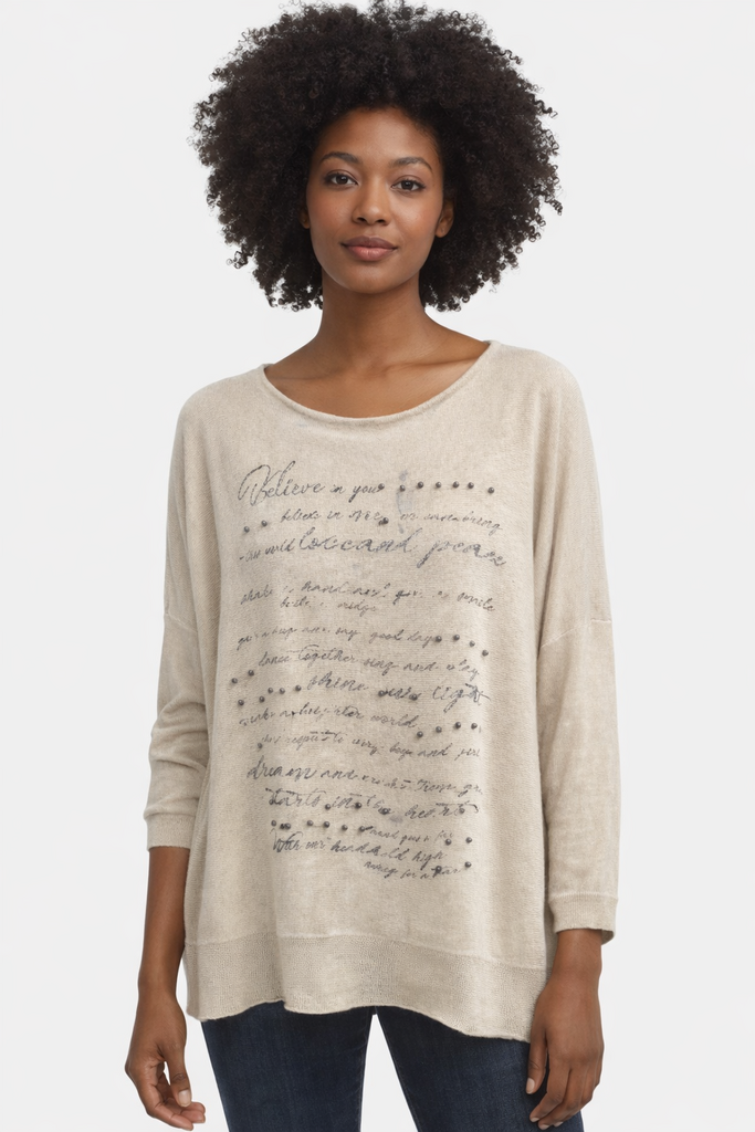 Cream Words Sweater