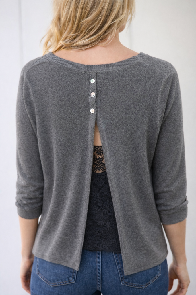 Gray Open Back Sweater M