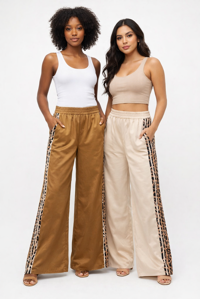 Satin Animal Trim Pants