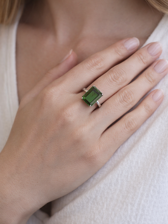 Emerald Silver Plated Ring