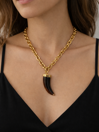 G091 Gold Horn Necklace