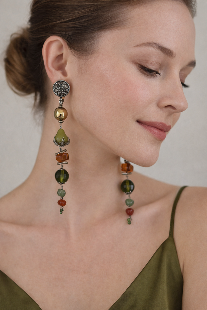 G081 Vintage Beaded Drop Earrings