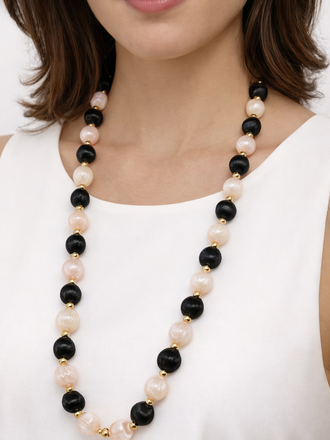 Vintage Satin Wrap Beaded Necklace