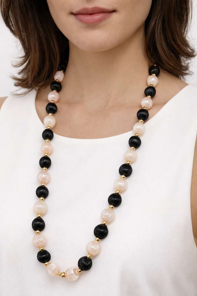 Vintage Satin Wrap Beaded Necklace