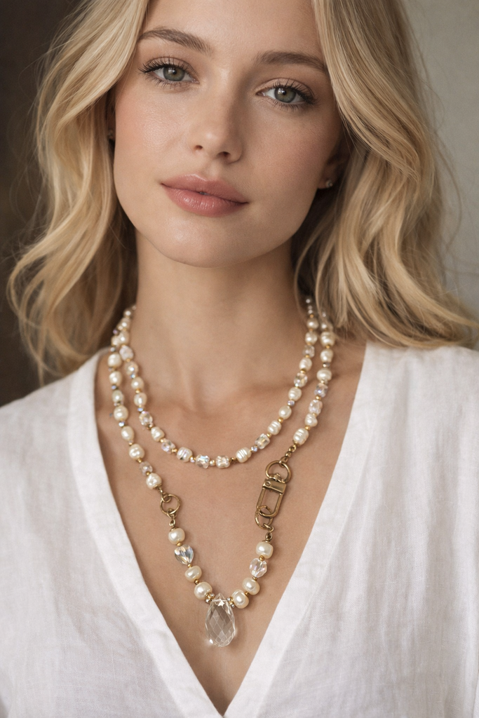 Pam Lazzarotto 4014-p Necklace Crystal gold clasp