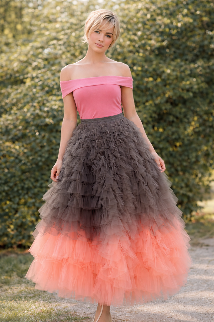 Tulle Gray  and Pink  Skirt M/L