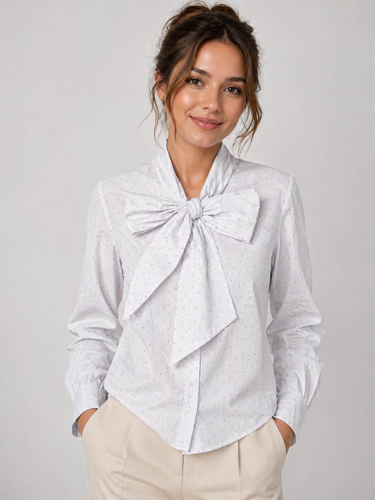 Minth White Sequence Shirty w/Bow M