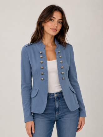 Ella and Cherry Blue Jersey Military Jacket S