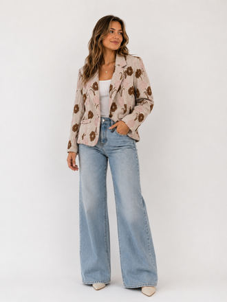 Minth Knit flower Biege and Pink Blazer M