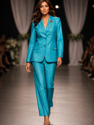 Giulia Blasi Turquoise Linen Suit M/L