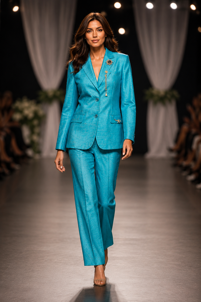 Giulia Blasi Turquoise Linen Suit M/L