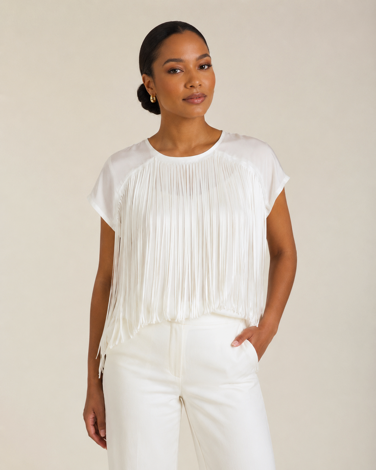 Souvenir White Fringe Top M