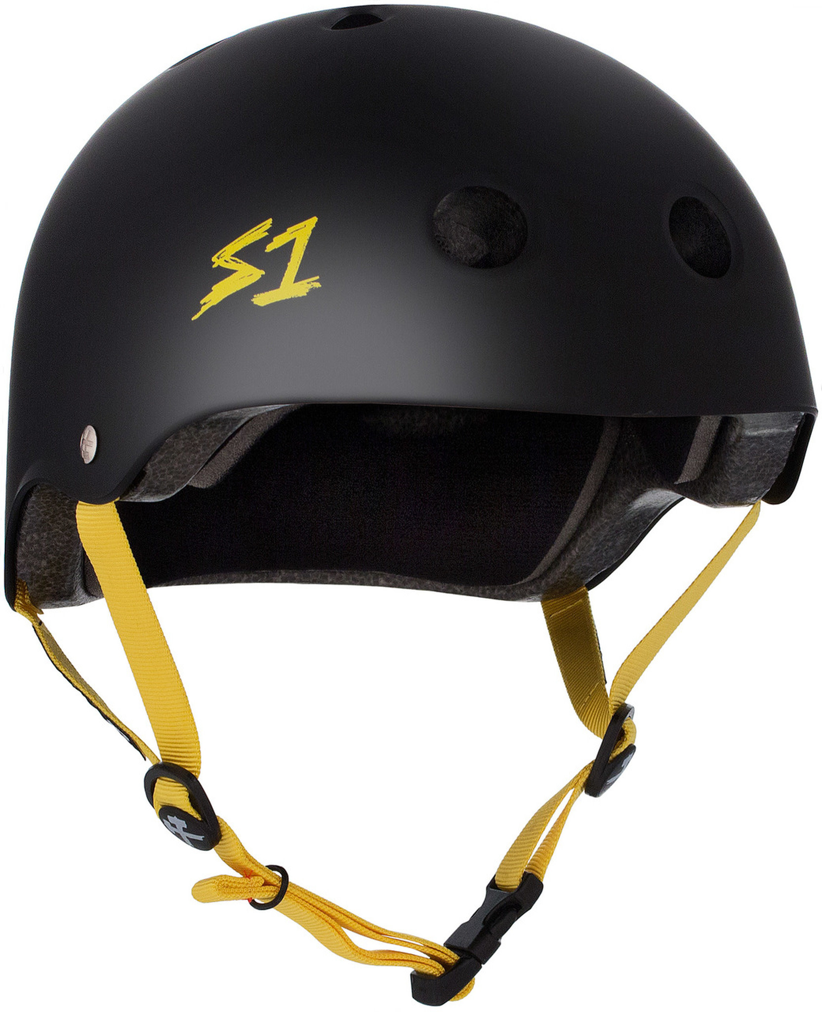 S1 HELMET - BLACK MATTE/YELLOW STRAPS