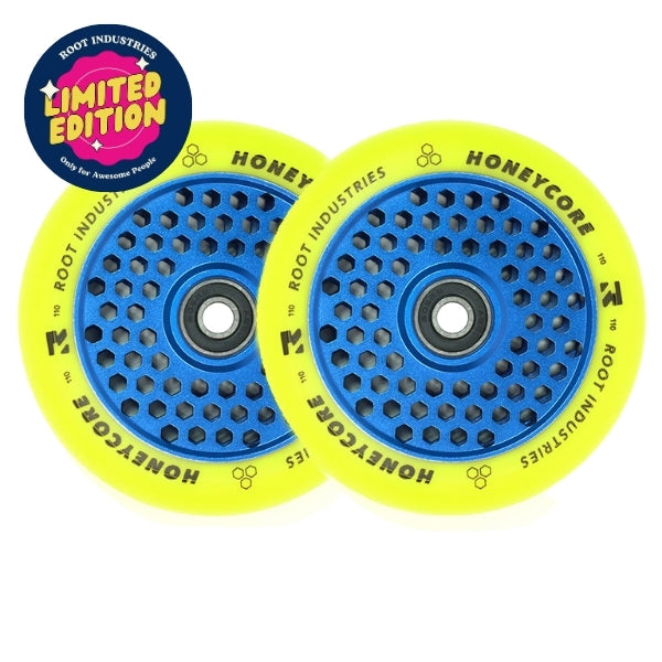 ROOT INDUSTRIES HONEYCORE WHEELS Yellow/ Blue ROOT INDUSTRIES HONEYCORE WHEELS Yellow/ Blue