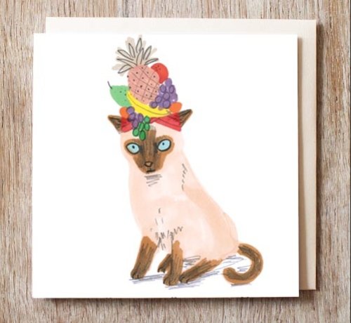 Carmen the Cat with Fruit Bowl Card