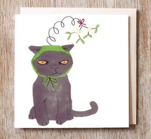Marv the Mistletoe Cat in a Kiss me Quick Hat